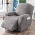 Żakardowy pokrowiec na fotel rozkładany - Creased - Jasny Szary