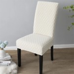 Żakardowy pokrowiec na krzesło XL - romb II - Biały