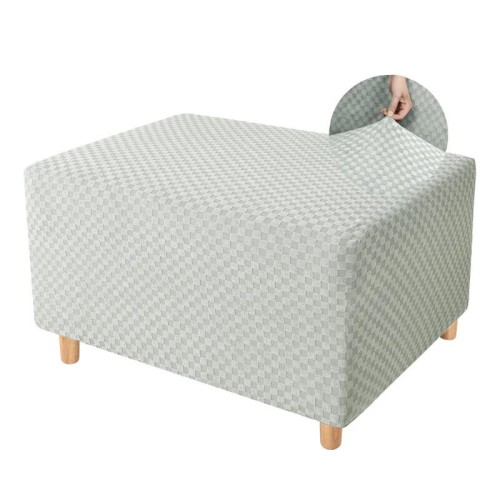 Pokrowiec na podnóżek pufę żakardowy prostokątny - chessboard - COMFORT GREY.jpg