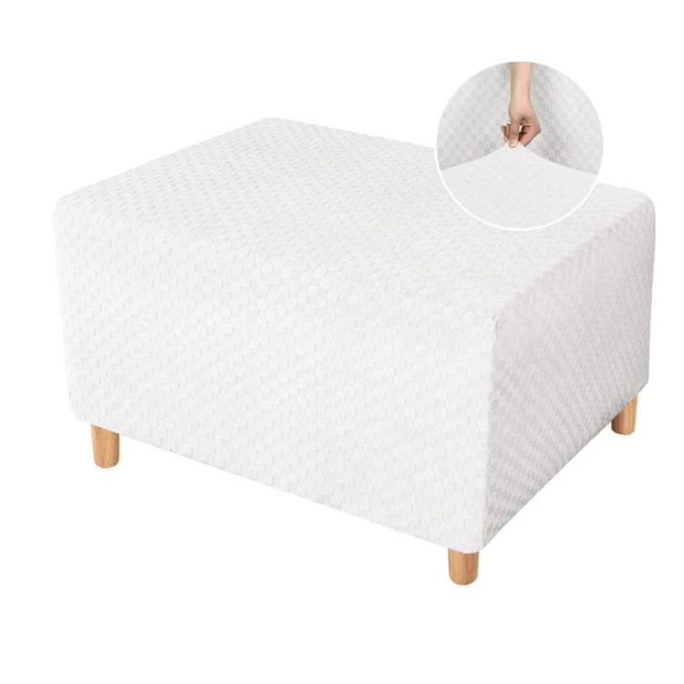 Pokrowiec na podnóżek pufę żakardowy prostokątny - chessboard - CRYSTAL BELL.jpg