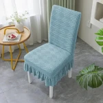 Żakardowy pokrowiec na krzesło z falbaną - bricks - FRENCH MOIRE