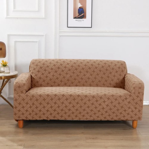 ŻAKARDOWY POKROWIEC NA KANAPĘ - SOFĘ - Pasy - BROWNISH.jpg