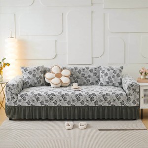 Pokrowiec na kanapę - sofę z falbaną - blossom - Ciemnoszary