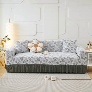 Pokrowiec na kanapę - sofę z falbaną - blossom - Jasnoszary