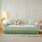 Pokrowiec na kanapę - sofę z falbaną - blossom - Zielony