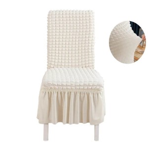 Żakardowy pokrowiec na krzesło z falbaną - bubble - ATRIUM WHITE