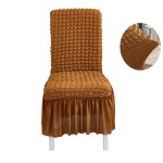 Żakardowy pokrowiec na krzesło z falbaną - bubble - GOLD METAL