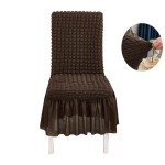 Żakardowy pokrowiec na krzesło z falbaną - bubble - GRANITE BROWN