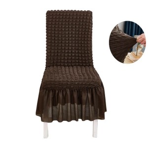 Żakardowy pokrowiec na krzesło z falbaną - bubble - GRANITE BROWN