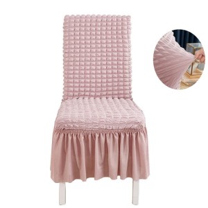 Żakardowy pokrowiec na krzesło z falbaną - bubble - PINK PANDORA