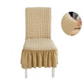 Żakardowy pokrowiec na krzesło z falbaną - bubble - WARM SAND.jpeg