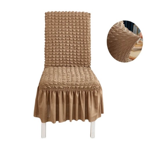 Żakardowy pokrowiec na krzesło z falbaną - bubble - TAILORED TAN.jpeg