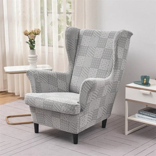 POKROWIEC NA FOTEL USZAK - ŻAKARDOWY - Hexa - Szary.jpeg