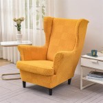 POKROWIEC NA FOTEL USZAK - ŻAKARDOWY - Hexa - Pomarańczowy