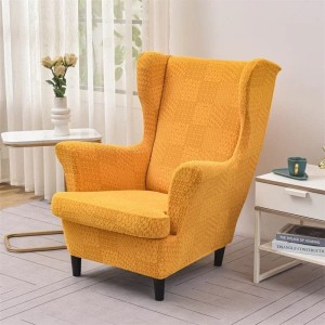 POKROWIEC NA FOTEL USZAK - ŻAKARDOWY - Hexa - Pomarańczowy