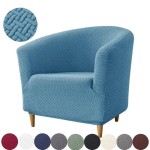 Żakardowy pokrowiec na fotel klubowy - chevron - Błękit