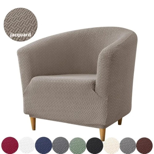Żakardowy pokrowiec na fotel klubowy - chevron - Doeskin Grey.jpeg