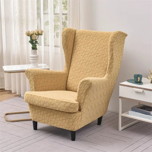 POKROWIEC NA FOTEL USZAK - ŻAKARDOWY - Musztardowy.jpeg