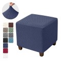 Żakardowy pokrowiec na pufę - podnóżek kwadratowy - chevron - Navy Blue.jpeg