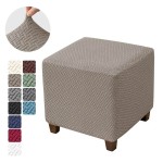 Żakardowy pokrowiec na pufę - podnóżek kwadratowy - chevron - Doeskin Grey.jpeg