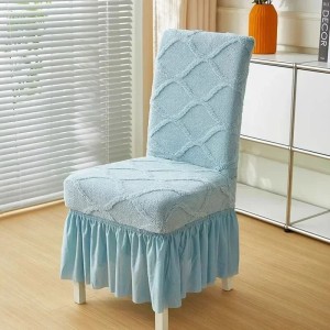 Żakardowy pokrowiec na krzesło z falbaną - Aurora - Light Blue