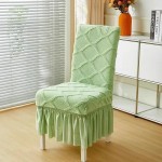 Żakardowy pokrowiec na krzesło z falbaną - Aurora - Zielony
