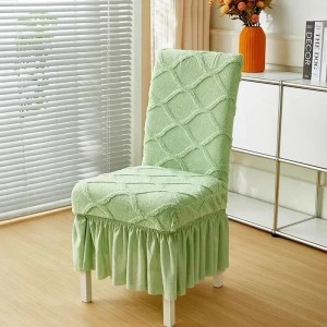 Żakardowy pokrowiec na krzesło z falbaną - Aurora - Zielony