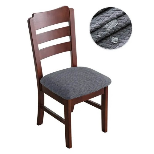 Żakardowy pokrowiec na siedzisko krzesła - chevron - Ciemnoszary.jpeg