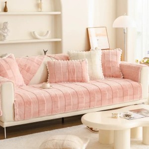 Uniwersalna narzuta na narożnik - kanapę - fotel - wool - Różowy