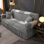 Pokrowiec na kanapę - sofę z falbaną - Bianco e nero