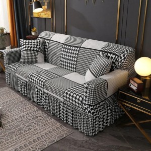 Pokrowiec na kanapę - sofę z falbaną - Bianco e nero