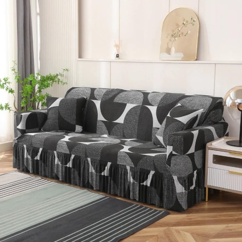 Pokrowiec na kanapę - sofę z falbaną - Black Ruota.jpeg