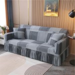 Pokrowiec na kanapę - sofę z falbaną - Płytki