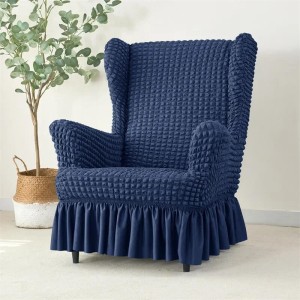 POKROWIEC NA FOTEL USZAK - ŻAKARDOWY Z FALBANĄ - bubble - INCREMENTAL BLUE