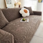 ŻAKARDOWY POKROWIEC NA KANAPĘ - SOFĘ - Embossed - Brązowy