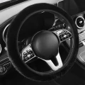 Pluszowy pokrowiec na kierownice - 38cm - Czarny.webp