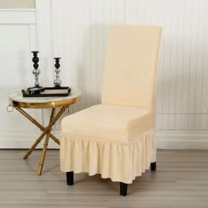 Aksamitny pokrowiec na krzesło z falbaną - Chowder Bowl