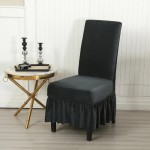 Aksamitny pokrowiec na krzesło z falbaną - Verified Black