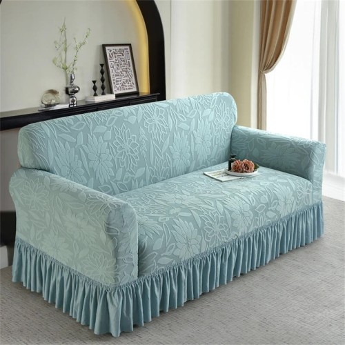 Żakardowy pokrowiec na kanapę - sofę z falbaną - Embossed - Canal Blue.jpg