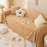 Narzuta na kanapę - Flowy - Orzech