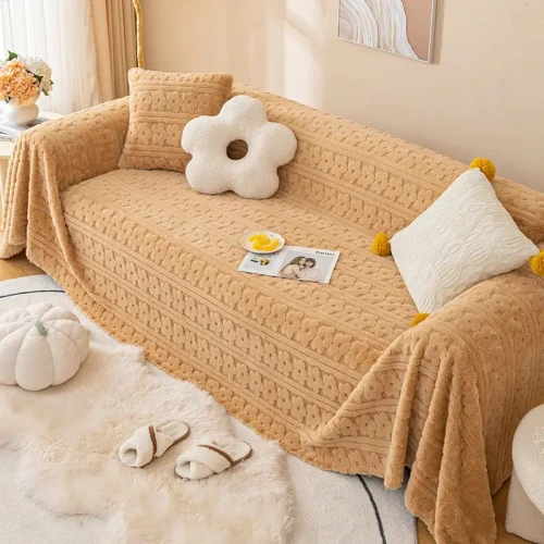 Narzuta na kanapę - Flowy - Orzech.webp