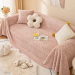 Narzuta na kanapę - Flowy - Różowy