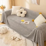 Narzuta na kanapę - Flowy - Szary