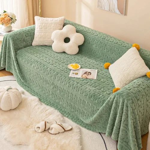 Narzuta na kanapę - Flowy - Zielony.webp