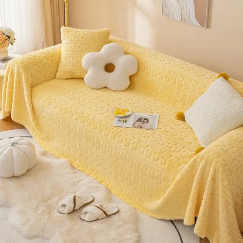 Narzuta na kanapę - Flowy - Żółty.webp