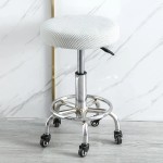 Żakardowy pokrowiec na taboert okrągły - kratka - Biały.jpeg