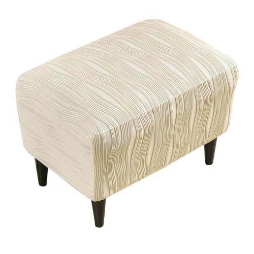 Pokrowiec na podnóżek pufę żakardowy prostokątny - storto - Beżowy.jpeg