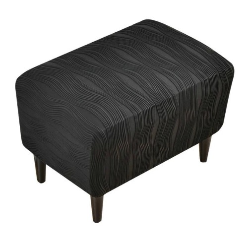 Pokrowiec na podnóżek pufę żakardowy prostokątny - storto - Czarny.jpeg