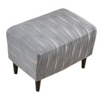 Pokrowiec na podnóżek pufę żakardowy prostokątny - storto - Jasnoszary