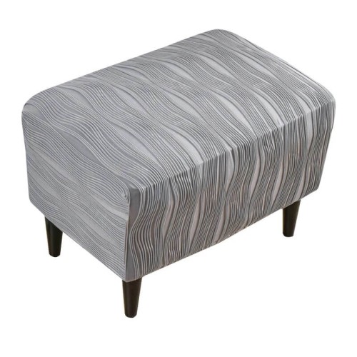 Pokrowiec na podnóżek pufę żakardowy prostokątny - storto - Jasnoszary.jpeg